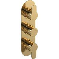 Nuie Triple Thermostatic Round Valve With Diverter - Brushed Brass