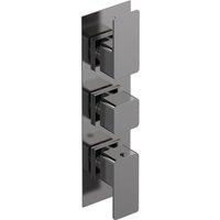 Nuie Windon Triple Thermostatic Valve With Diverter - Brushed Gun Metal
