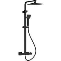 Nuie Square Thermostatic Bar Valve & Shower Kit - Matt Black