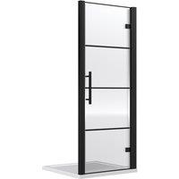 Hudson Reed 800mm Hinged Shower Door - Matt Black