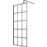 Hudson Reed 900mm Framed Wetroom Screen - Matt Black