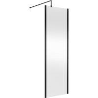 Hudson Reed 700mm Outer Framed Wetroom Screen With Support Bar - Matt Black
