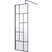 Hudson Reed 700mm Abstract Frame Wetroom Screen - Matt Black