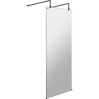 Hudson Reed 800mm Wetroom Screen With Arms And Feet - Matt Black