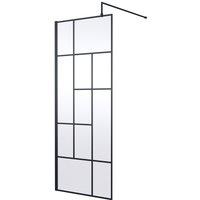 Hudson Reed 800mm Abstract Frame Wetroom Screen - Matt Black