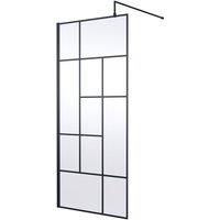 Hudson Reed 900mm Abstract Frame Wetroom Screen - Matt Black