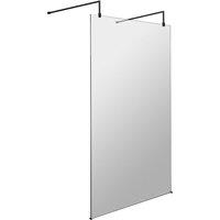 Hudson Reed 1200mm Wetroom Screen w/ Arms And Feet - Black