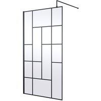 Hudson Reed 1100mm Abstract Frame Wetroom Screen - Matt Black