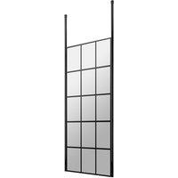Hudson Reed 760mm Frame Screen With Ceiling Posts - Matt Black