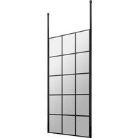 Hudson Reed 800mm Frame Screen With Ceiling Posts - Matt Black