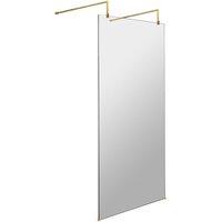 Hudson Reed 900mm Wetroom Screen With Arms And Feet - Brushed Brass