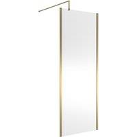 Hudson Reed 800mm Outer Framed Wetroom Screen With Support Bar - Brushed Brass