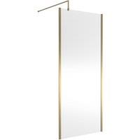 Hudson Reed 900mm Outer Framed Wetroom Screen With Support Bar - Brushed Brass