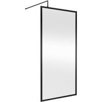 Hudson Reed Full Outer Frame Wetroom Screen 1950x1000x8mm - Matt Black