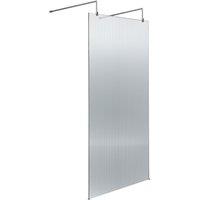 Hudson Reed 900mm Fluted Wetroom Screen With Arms & Feet - Polished Chrome