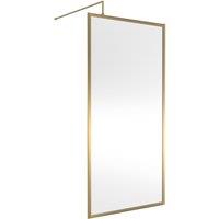 Hudson Reed Full Outer Frame Wetroom Screen 1950x1000x8mm - Brushed Brass