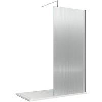 Hudson Reed 1000mm Fluted Wetroom Screen With Support Bar - Polished Chrome