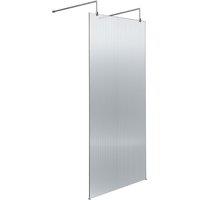 Hudson Reed 800mm Fluted Wetroom Screen With Arms & Feet - Polished Chrome