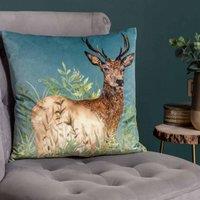 Wylder Nature Willow Stag Polyester Filled Cushion Multicolour, Green