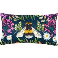 Wylder Nature House Of Bloom Zinnia Bee Rectangular Outdoor Polyester Filled Cushion Navy, Blue