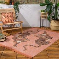 Furn Tibetan Tiger Printed Outdoor/Indoor Rug, Blue