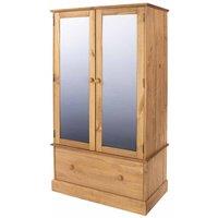 Core Products Cotswold 2 Mirror Doors And 1 Drawer Wardrobe, Brown