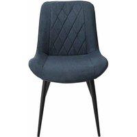 Core Products Aspen Diamond Stitch Blue Cord Fabric Dining Chair Black Tapered Legs Pair, Blue