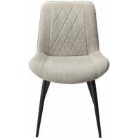 Core Products Aspen Diamond Stitch Lt Grey Cord Fabric Dining Chair Black Tapered Legs Pair, Grey
