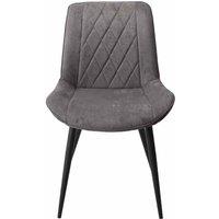 Core Products Aspen Diamond Stitch Grey Fabric Dining Chair Black Tapered Legs Pair, Grey