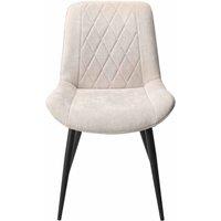 Core Products Aspen Diamond Stitch Natural Fabric Dining Chair Black Tapered Legs Pair, Cream