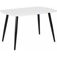 Core Products Aspen Rectangular Dining Table White Painted Top with Black Tapered Legs, White