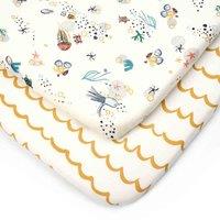 Tutti Bambini Bedside Crib Fitted Sheets 2Pk - Our Planet, Cream