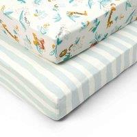 Tutti Bambini Cot Fitted Sheets 2Pk - Run Wild, Cream