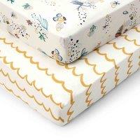 Tutti Bambini Cot Bed Fitted Sheets 2Pk - Our Planet, Cream
