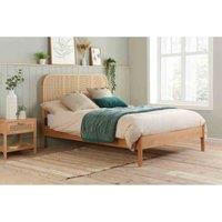 Birlea 135cm Margot Rattan Bed - Oak, Brown