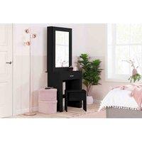 Birlea Evelyn 1 Drawer Sliding Mirror Dressing Table - Black, Black