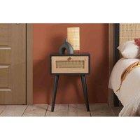 Birlea Croxley 1 Drawer Rattan Bedside, Black