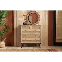 Birlea Croxley 5 Drawer Rattan Chest, Brown