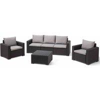 Keter California 3 Seat Sofa 2 Chair And Table Set Graphite, Grey
