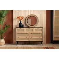 Birlea Croxley 7 Drawer Rattan Chest, Brown