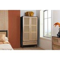 Birlea Croxley 2 Door 1 Drawer Rattan Wardrobe, Brown