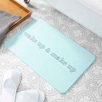 Artsy Mats Wake Up & Make Up Aqua Blue Stone Non Slip Bath Mat, Blue