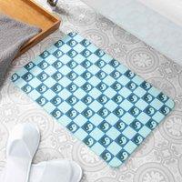 Artsy Mats Ying Yang Check Aqua Blue Stone Non Slip Bath Mat, Blue