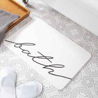 Artsy Mats Bath Scribble White Stone Non Slip Bath Mat, White