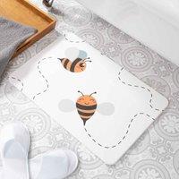 Artsy Mats Cute Bee White Stone Non Slip Bath Mat, White