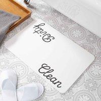 Artsy Mats Clean Dirty White Stone Non Slip Bath Mat, White