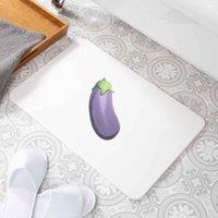 Artsy Mats Eggplant White Stone Non Slip Bath Mat, White