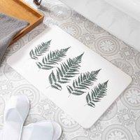 Artsy Mats Fern Leaf White Stone Non Slip Bath Mat, White