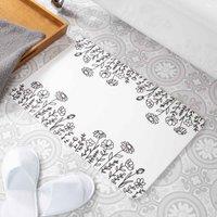 Artsy Mats Flower Border White Stone Non Slip Bath Mat, White