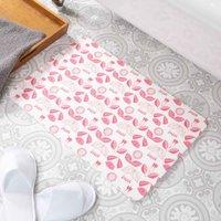Artsy Mats Flower Pattern White Stone Non Slip Bath Mat, White